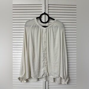 A New Day Women’s Ivory Button-Front Peasant Blouse, Size: XL, NWT